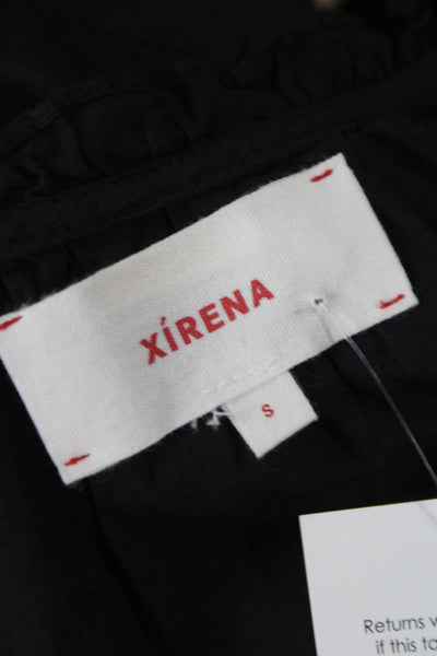 Xirena Womens Black Cotton V-Neck 3/4 Sleeve Basic Blouse Size S