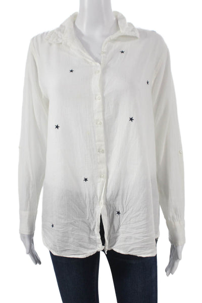 Sundry Womens Tunic Button-Up Collared Long Sleeve Cotton White Size 1