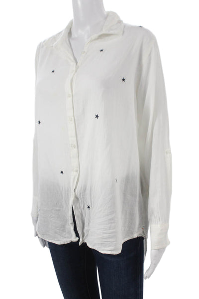 Sundry Womens Tunic Button-Up Collared Long Sleeve Cotton White Size 1