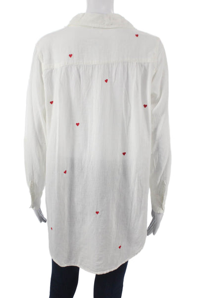 Sundry Womens Tunic Button-Up Collared Long Sleeve Cotton White Size 1