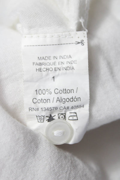 Sundry Womens Tunic Button-Up Collared Long Sleeve Cotton White Size 1