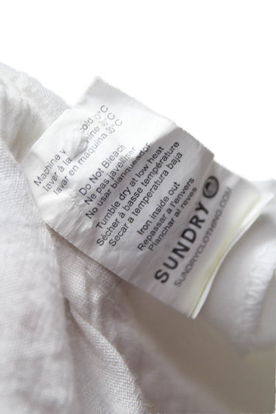 Sundry Womens Tunic Button-Up Collared Long Sleeve Cotton White Size 1