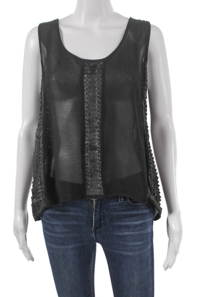 Cleobella Womens Sleeveless Scoop Neck Viscose Basic Tank Black Size S