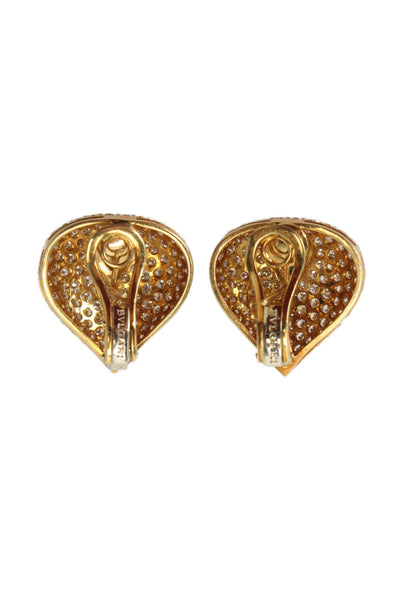 Bvlgari Bulgari Womens 18K Y Gold Emerald + Pave Diamond Teardrop Earrings 19.8g