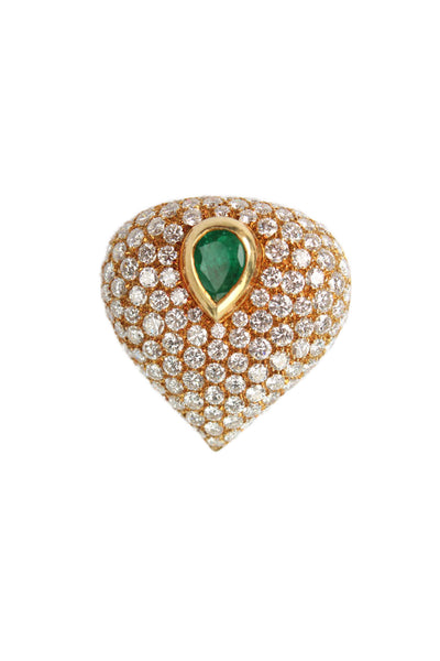 Bvlgari Bulgari Womens 18K Y Gold Emerald + Pave Diamond Teardrop Earrings 19.8g
