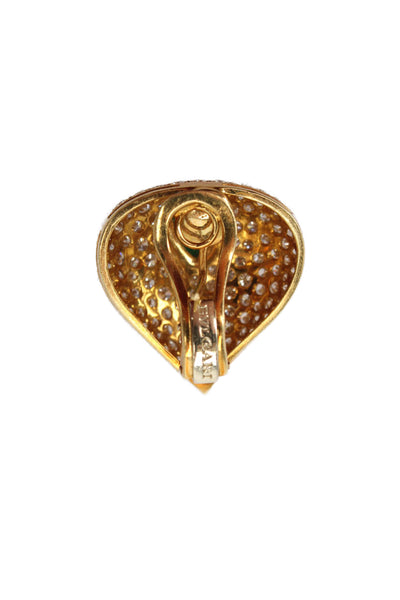 Bvlgari Bulgari Womens 18K Y Gold Emerald + Pave Diamond Teardrop Earrings 19.8g