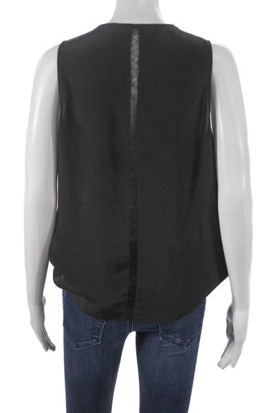 Ramy Brook Women Silk V-Neck Sleeveless Basic Blouse Black Size S