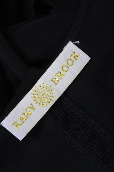 Ramy Brook Women Silk V-Neck Sleeveless Basic Blouse Black Size S