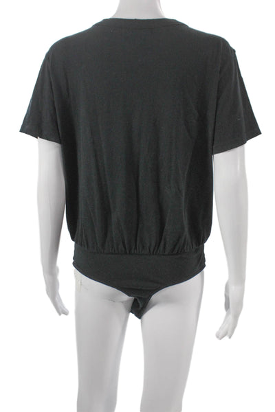 Philanthropy Women One Piece Cotton Short Sleeve Round Neck Gray Solid Size M