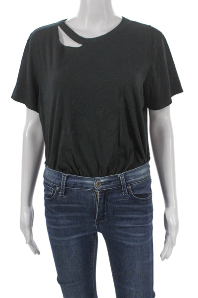 Philanthropy Women One Piece Cotton Short Sleeve Round Neck Gray Solid Size M