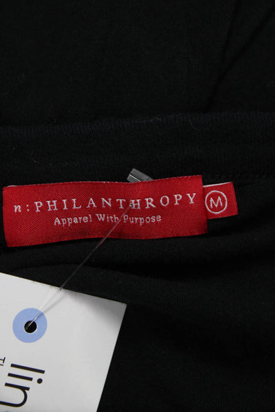 Philanthropy Women One Piece Cotton Short Sleeve Round Neck Gray Solid Size M
