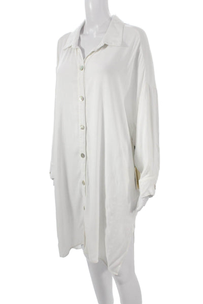 Electric & Rose Womens Rayon Shirt Dress White Long Sleeve Size XS
