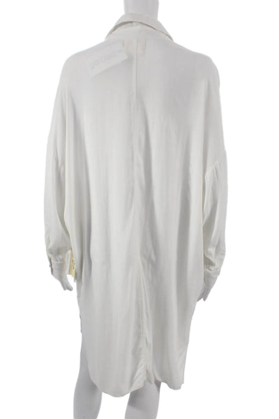 Electric & Rose Womens Rayon Shirt Dress White Long Sleeve Size XS