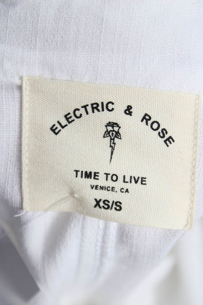 Electric & Rose Womens Rayon Shirt Dress White Long Sleeve Size XS
