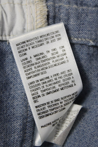 Mother Women Shirt Dress Blue Cotton Collared Sleeveless Button Short Size M