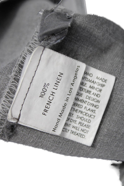 Enza Costa Women Gray Linen Jogger Pants Drawstring Solid Size 2