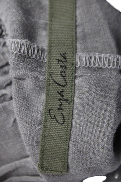 Enza Costa Women Gray Linen Jogger Pants Drawstring Solid Size 2