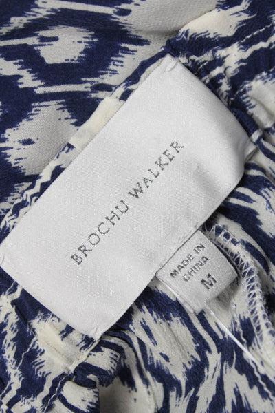 Brochu Walker Womens Silk Geometric Jogger Pants Beige Drawstring Size M