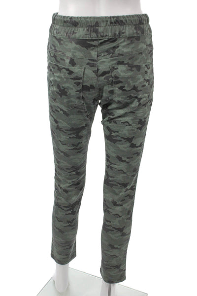 Flog Womens Green Camouflage Cotton Jogger Pants Drawstring Size 24