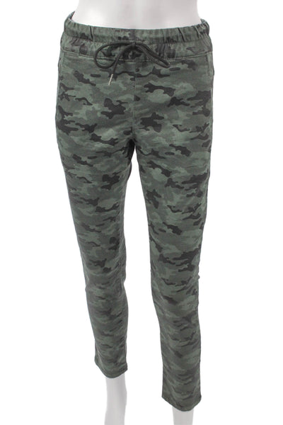 Flog Women Cotton Camouflage Jogger Pants Drawstring Green Size 25