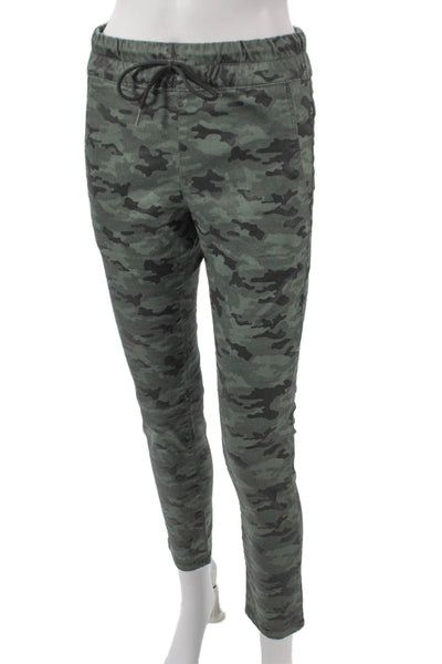 Flog Women Cotton Camouflage Jogger Pants Drawstring Green Size 25