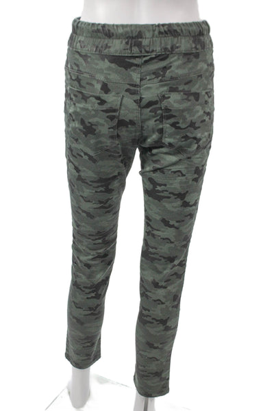Flog Women Cotton Camouflage Jogger Pants Drawstring Green Size 25