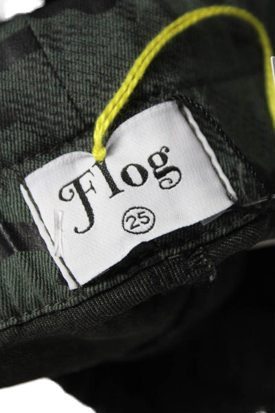 Flog Women Cotton Camouflage Jogger Pants Drawstring Green Size 25