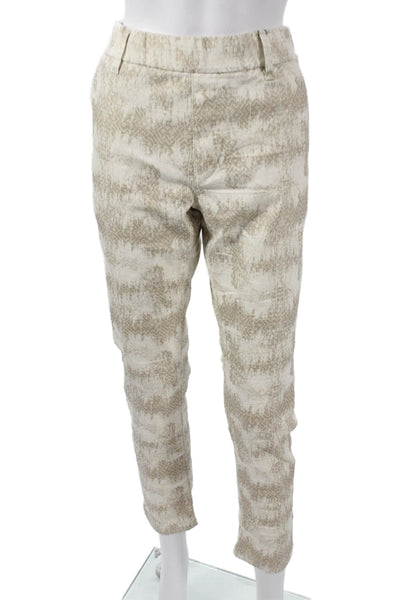Flog Womens Ankle Pants Beige Geometric Cotton Size 30