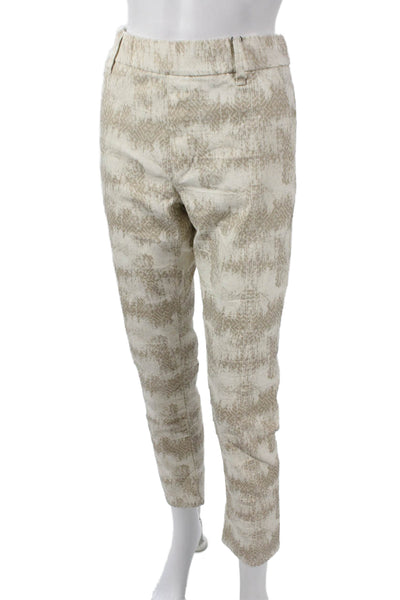 Flog Womens Ankle Pants Beige Geometric Cotton Size 30