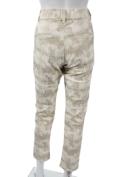 Flog Womens Ankle Pants Beige Geometric Cotton Size 30