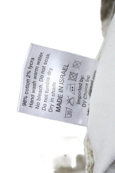 Flog Womens Ankle Pants Beige Geometric Cotton Size 30