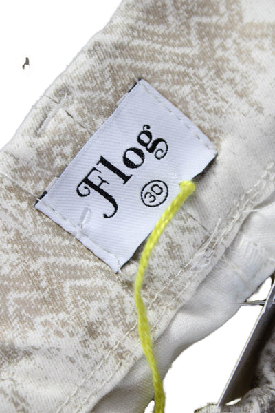 Flog Womens Ankle Pants Beige Geometric Cotton Size 30
