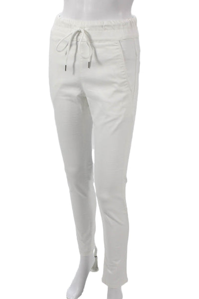 Flog Womens Jogger Pants White Cotton Blend Drawstring Size 24