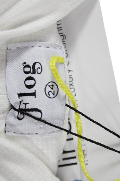 Flog Womens Jogger Pants White Cotton Blend Drawstring Size 24