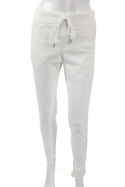 Flog Women Jogger Pants White Cotton Drawstring Size 25