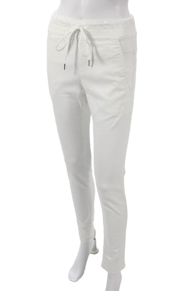 Flog Women Jogger Pants White Cotton Drawstring Size 25