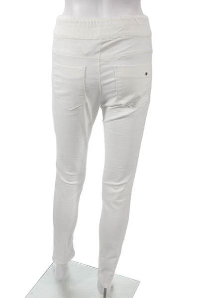Flog Women Jogger Pants White Cotton Drawstring Size 25