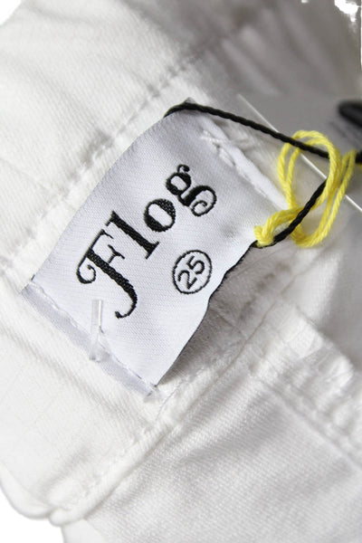 Flog Women Jogger Pants White Cotton Drawstring Size 25