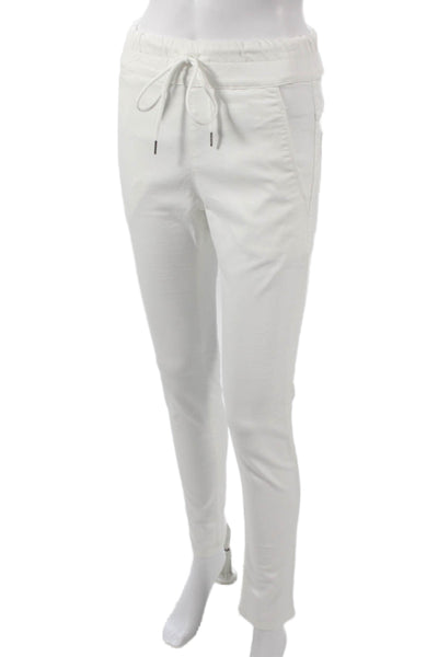 Flog Womens Jogger Pants White Cotton Drawstring Size 27