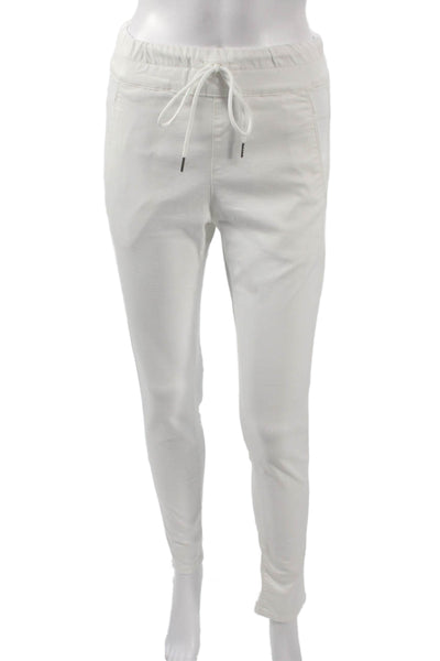 Flog Womens Jogger Pants White Cotton Drawstring Solid Size 25