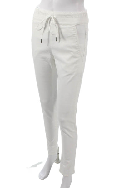 Flog Womens Jogger Pants White Cotton Drawstring Solid Size 25