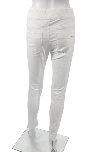 Flog Womens Jogger Pants White Cotton Drawstring Solid Size 25