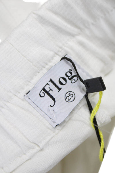 Flog Womens Jogger Pants White Cotton Drawstring Solid Size 25