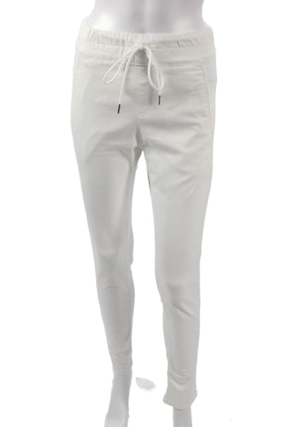 Flog Womens Jogger Pants White Cotton Blend Drawstring Size 26