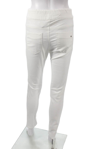 Flog Womens Jogger Pants White Cotton Blend Drawstring Size 26