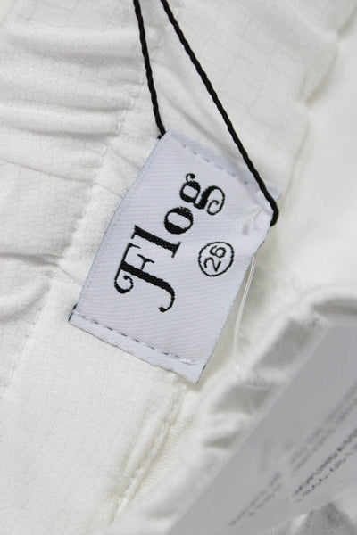 Flog Womens Jogger Pants White Cotton Blend Drawstring Size 26