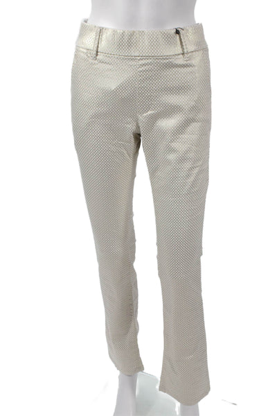 Flog Womens Gold Geometric Cotton Dress Pants Button Size 25