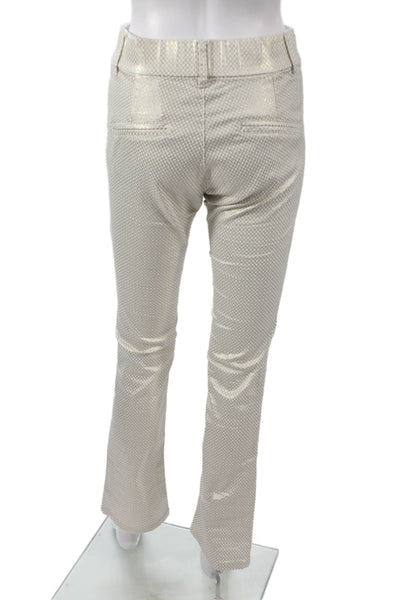 Flog Womens Gold Geometric Cotton Dress Pants Button Size 25