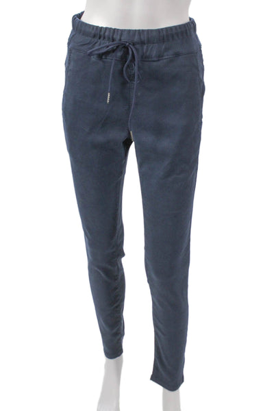 Flog Womens Jogger Pants Blue Cotton Drawstring Solid Size 28