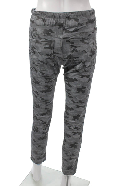 Flog Womens Jogger Pants Gray Camouflage Cotton Drawstring Size 24